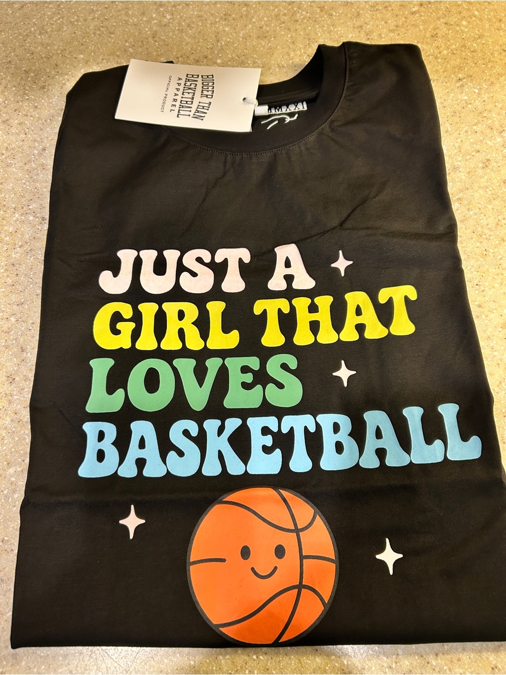 Black Graphic 'Just a Girl That Loves Basketball' Tee for Kids